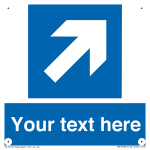 Custom Mandatory directional sign, blue arrow up and right